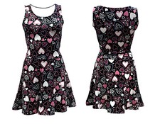 Love Hearts Heart Rockabilly Skater Vintage Retro Dress Alternative Fashion