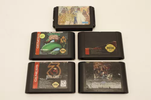 Sega Genesis - 5 Games lot, MK 1 & 3, Turtles, Phantasy Star III, Street Of Rage