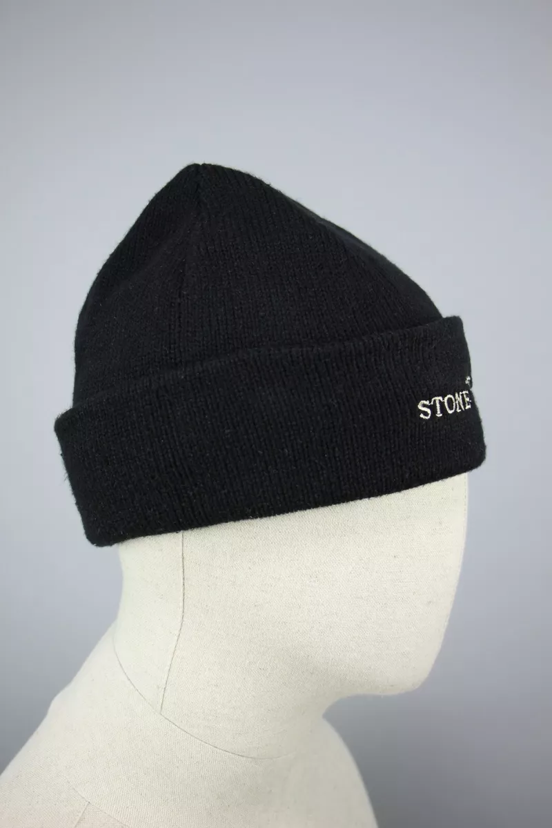 STONE ISLAND Vintag 2000s Beanie Black made In Italy ADULT One