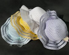 Little Girls Wavy Brim Hats: Dress-Up, Flower Girl Lavender, Blue, Yellow, White