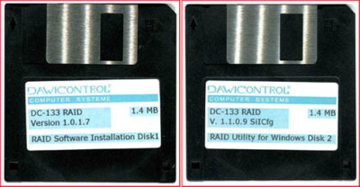 Zwei Disketten - Dawicontrol - DC-133 Raid Computer Systeme - Diskette 1 und 2