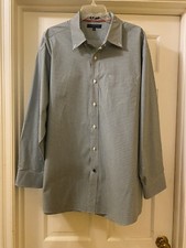 Tommy Hilfiger Men s Green Dress Shirt Long Sleeve 18.5 34-35 Size