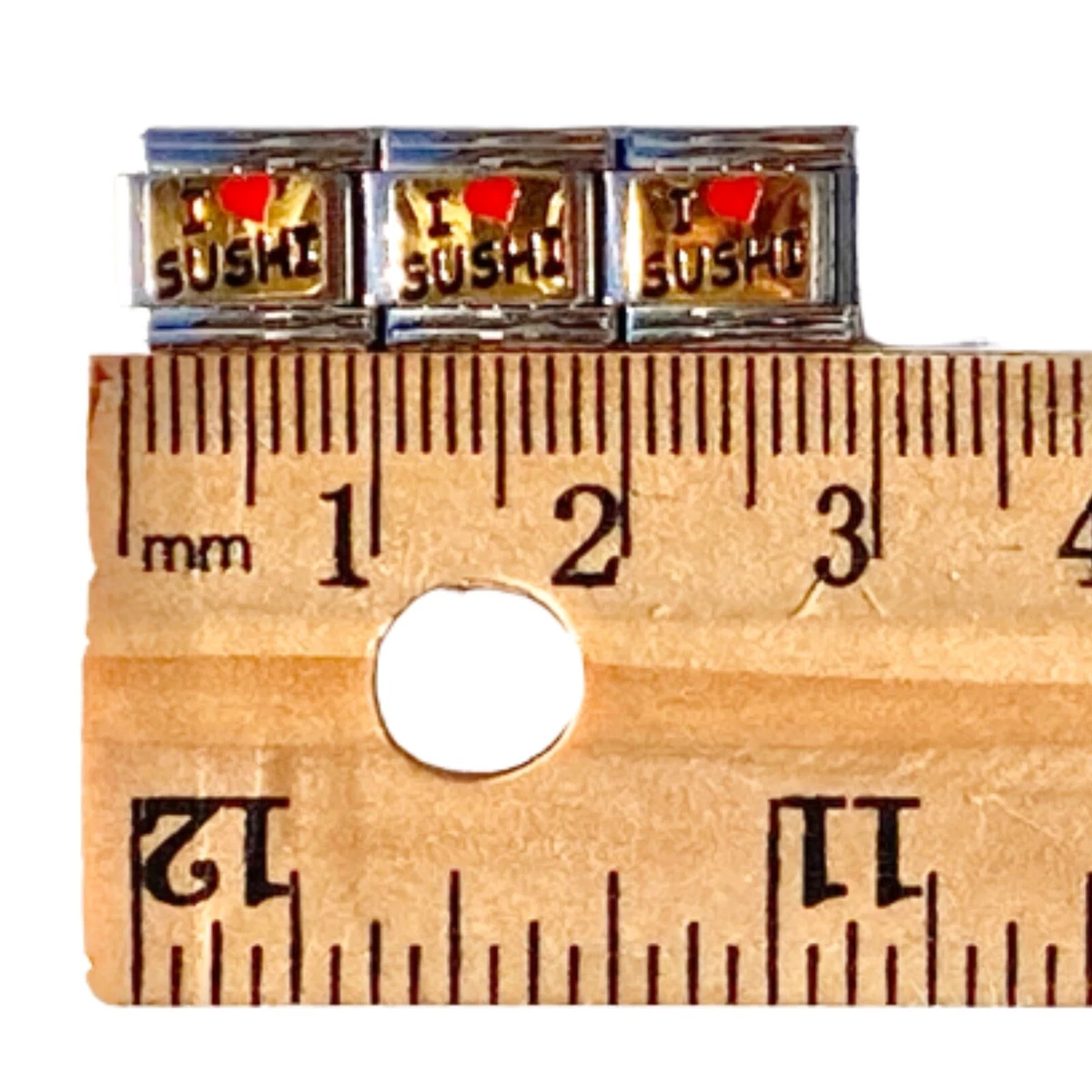 3 Italian Charms I Love Sushi 9 MM Interlocking Composable