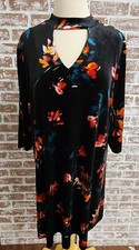 Boutique Women's Multicolor Floral Print Velvet-feel Dress Plus Size 1x C4