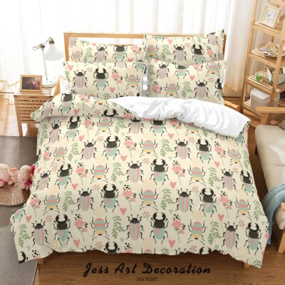 3D Insect Flower Pattern Quilt Cover Set Bedding Sets Pillowcases Queen