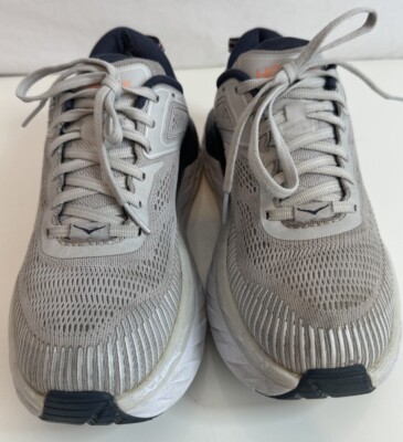 Hoka Bondi 7 Gray and White Cushioned Running Shoes s-l400.jpg main image 2