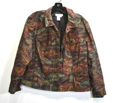 Coldwater Creek Women Multicolor Long Sleeve Flap Pocket Button Front Jacket PXL