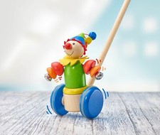 Selecta Zabawka dla malucha Klaun Smillo Przesuwana figurka Drewniana zabawka Dociąg 62034