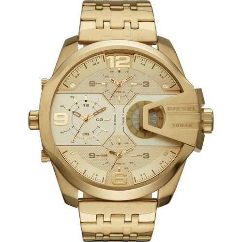 DIESEL UBER CHIEF MEN&amp;amp;#039;S GOLD TONE STAINLESS MULTI TIME WATCH DZ7447