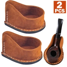 2Pcs Leather Pipe Stand Rack Cow Leather Cowhide Holder Pipe Display Stand