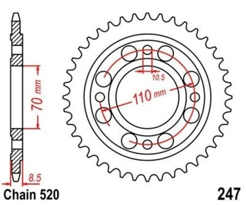 Couronne 35 dents pas 520 anti-vibration pour Honda CB 400 N Euro