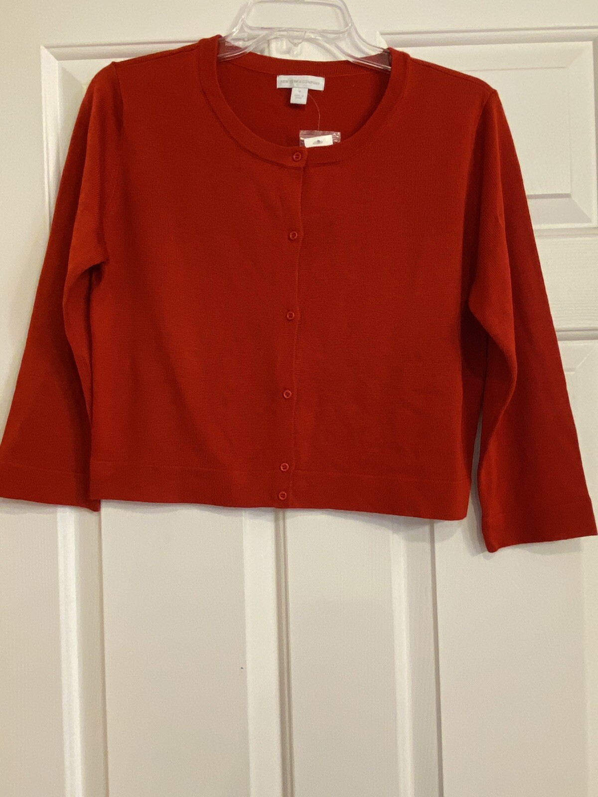 New York & Co Womens Red Button Front Sweater Cardigan Size M NWT
