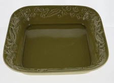 Stoneware by Grestel Portugal, Green 10" square casserole, leaf motif