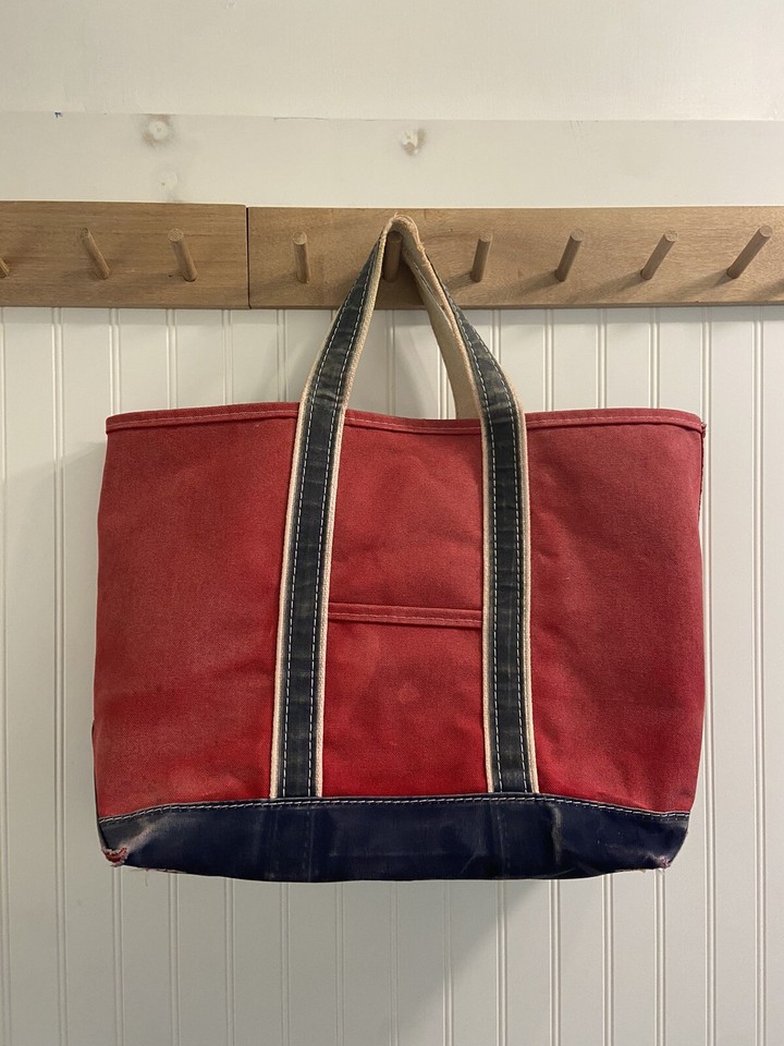 L.L. Bean Vintage 1980’s Red Blue Canvas Boat And Tote XL Rare eBay