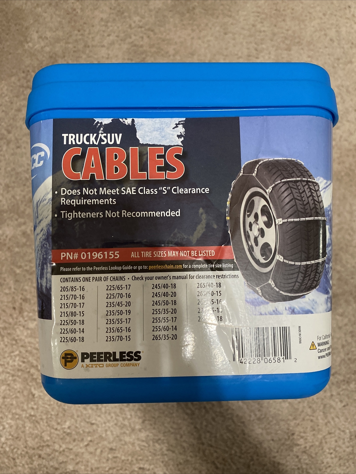 Tire+Cable+Snow+Chains+Pair+of+Light+Truck+26+SUV+Peerless+0196155 for