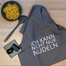 Dish Towel "I Can Not Only Noodles" Gray/White