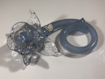 Vidrio Artesano Barcelona Art Glass Flower Light Blue & Clear 5 