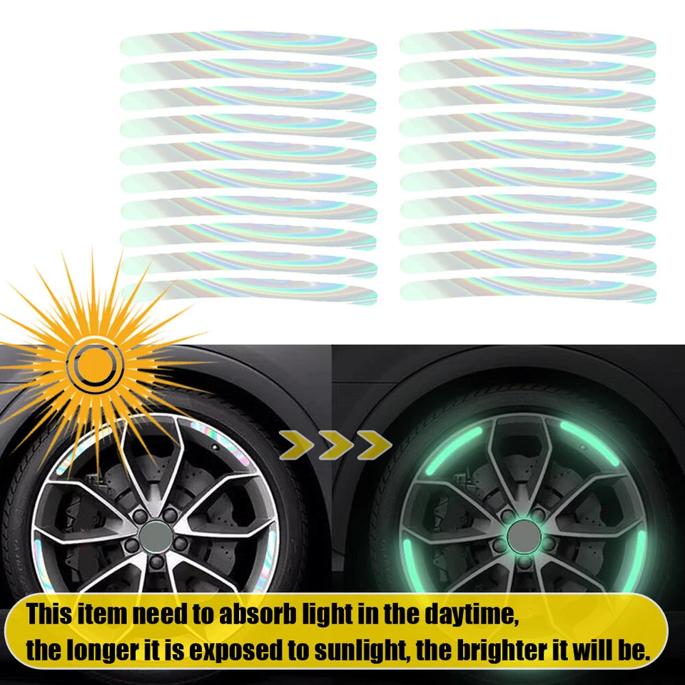 Светоотражающие наклейки наклейки аксессуары для обода ступицы колеса автомобиля 20 шт. - Изображение 2 из 4