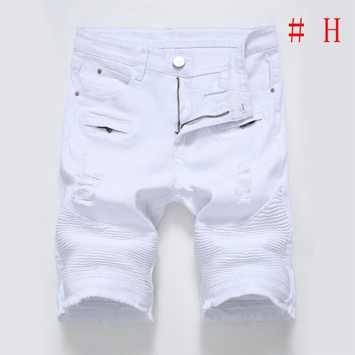 Men's High Street Zipper Elastic Slim Fit Casual Perforated Denim Shorts - Bild 9 von 21