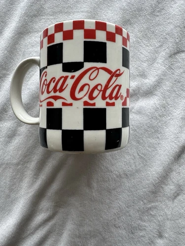 Vintage Coca-Cola Coke Checkered Coffee Mug Cup By Gibson 1996 Retro
