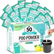 Portable Toilet Gel, 50 Packets Camp Toilet Portable Gel, Poo Powder with Lem...