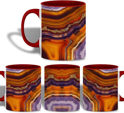 Orange Purple Agate Geode Ceramic Mug Crystal Rock Coffee Cup Natural Stone Patt