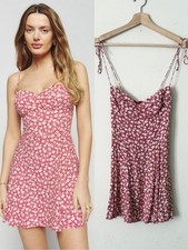 Reformation SIZE 4 Saskia tie shoulder strap mini dress in Flower Girl red
