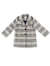 Zara Girls Plaid Button-Front Coat Collared Pockets Mid-Length Cotton 6