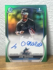 Jose Gerardo 2023 1st Bowman Chrome Prospects Auto Green Ref /99 Marlins