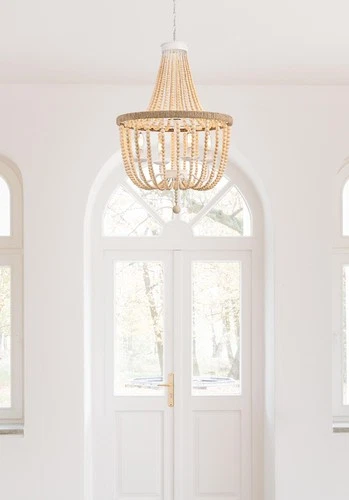 Living District Jolie 20" Beaded Pendant in Beige - Picture 2 of 8