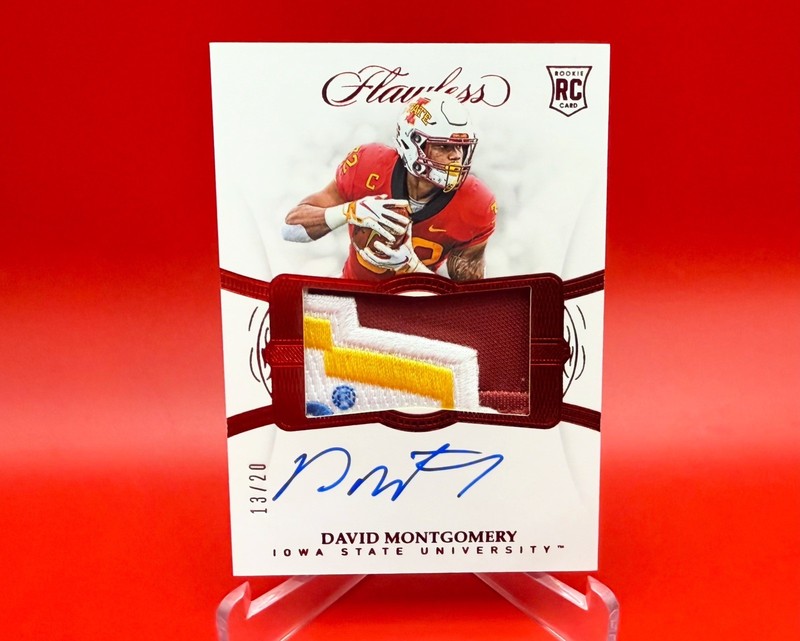 🔥 2019 Flawless David Montgomery /20 ROOKIE PLAYER WORN / EBay 1/1 LOGO RPA 🔥
