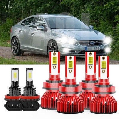 For Volvo S60 2005-2013 Combo LED Headlight High Low + Fog light bulbs Kit