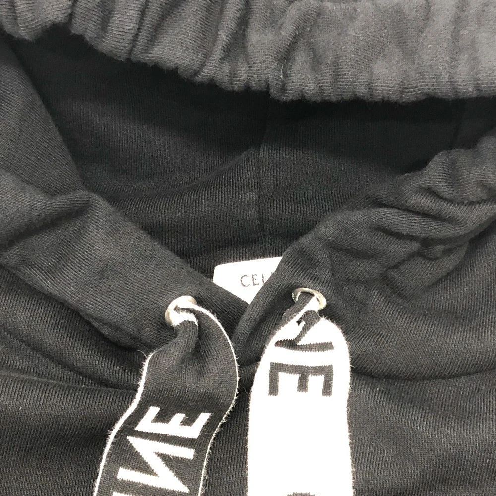 Felpa con cappuccio CELINE 2Y468670Q logo lacci parka cotone nero