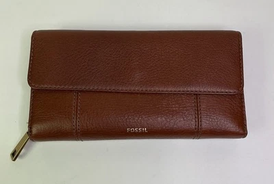 FOSSIL Jori Flip Clutch Geldbörse Braun Pebble Leder RFID Schutz SWL3009210 - Bild 1 von 4