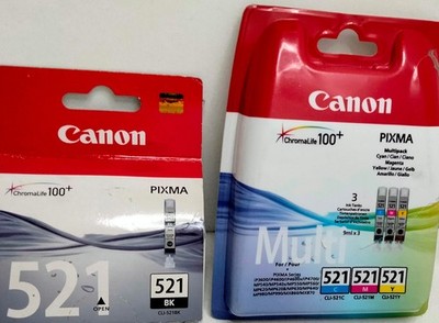 Canon 521 Original Multipack (4) Cartridges - Cyan, Magenta, Yellow + Black, Original Box