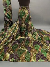 Green Copper Purple Jacquard Metallic Brocade Fabric 58  Width By The Yard