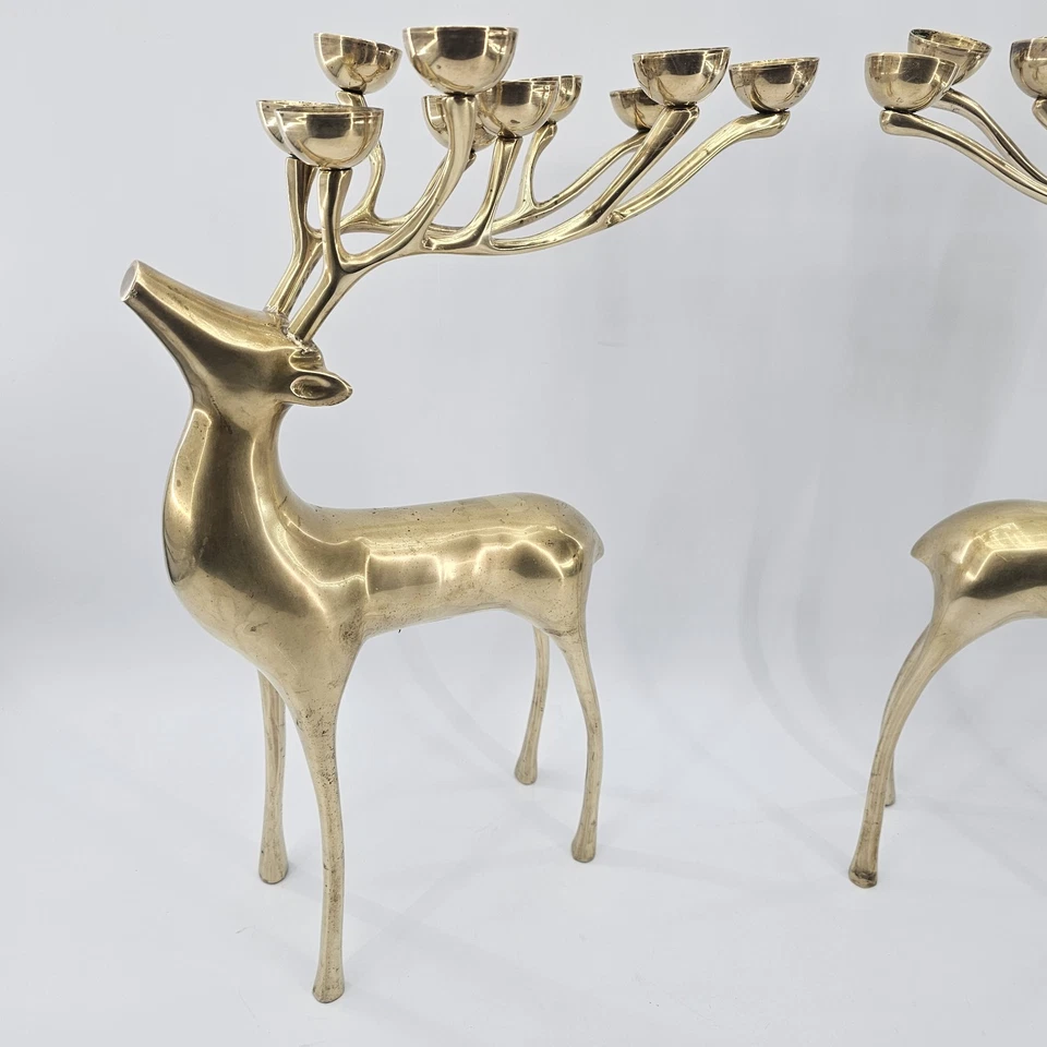 Пара латунных северных канделябров Pottery Barn Williams Sonoma 1997 10 чашек 20 дюймов - Изображение 2 из 4