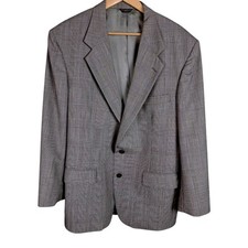 Vintage Bill Blass Men's 42R Single Breasted 100 Wool Check Blazer Work Office