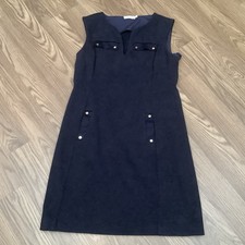 Tory Burch Women’s Sleeveless Dress Size L Knit Sheath Navy Blue Pockets