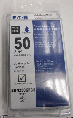 Eaton BRN250GFCS 50-amp 2 -Pole GFCI Circuit Breaker