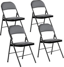 Padded Folding Chair With Cushion Black - Pack Of 4 Metal Folding Chair