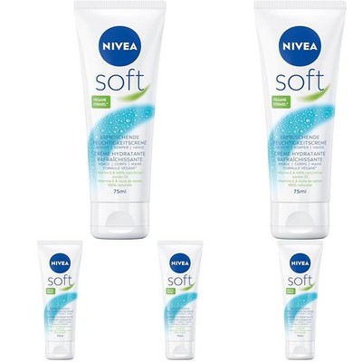 NIVEA Soft Erfrischende Feuchtigkeitscreme, leichte Creme mit 75 g (5er Pack) 