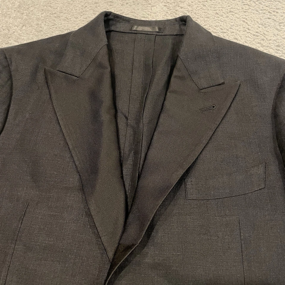Blazer de tela adecuada Baird McNutt de lino pesado para hombre 44R delgado solapa pico sin forro Foto 3 de 4
