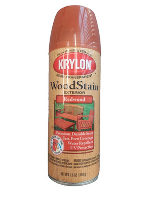 Krylon Exterior Semi-Transparent Wood Stain, Redwood, 12 Ounce
