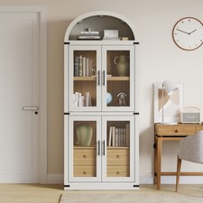 Modern Bookshelf Tall Storage Shelves Display Cabinet Bookcase w/Doors  Drawers