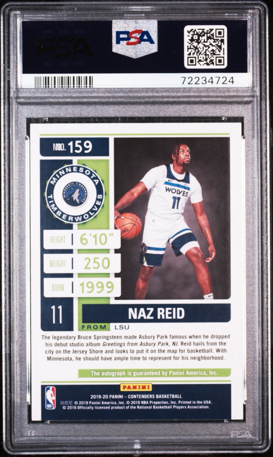 Naz Reid 2019 Contenders Cracked Ice /25 Rookie Ticket Auto PSA 9 POP 3 RARE view 2