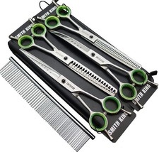 7.0 inches Professional Dog Grooming Scissors Set Straight  thinning  Curve...
