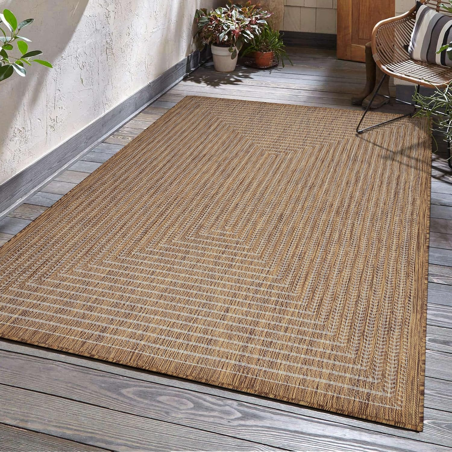 Adiva Rugs Outdoor Indoor Area Rug, Weather Resistant, Easy to Clean, Stain Resi