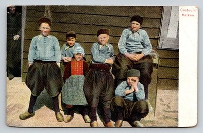 Vintage Marken Netherlands Children in Traditional Dutch Costume Postcard