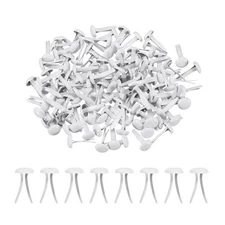 120Pcs Brads Paper Fasteners, 8x4.5 mm Metal Round Head Split Pins, White